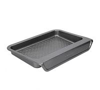 MasterClass Smart Stack Bandeja para hornear, Rectangular con PTFE, PFOA y BPA libre de adherencia, Resistente a los arañazos de acero al carbono para horno, Pequeño, Negro