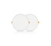 Masterled - Pack x 2 Downlight LED Empotrable 20W de Corte Ajustable Ø50-210mm, Luz Fría 6000K, 1650lm, Panel Extraplano Redondo Ø23cm, Garantía 3 Años