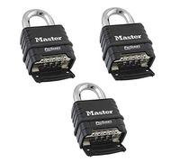 MasterLock 1178D - Candado de combinación, cuerpo fundido, 3 unidades, color negro y plateado