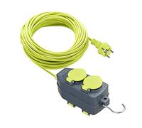 Masterplug Cable alargador con 2 enchufes 15 m Schuko para exterior IP44 Verde