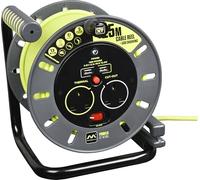 Masterplug OMU25132USL-PX Pro-XT - Cable de extensión de Cuatro enchufes con Mango de bobinado y Dos Puertos de Carga USB, Corte térmico e Interruptor de alimentación, Cable de Alta Visibilidad de 25
