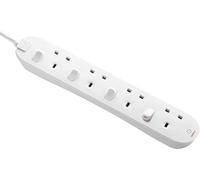 Masterplug SWC4210N-MP Extensión de Cuatro enchufes con interruptores Individuales, 2 Metros, Blanco, 2.13 x 1.02 x 12.75 Pulgadas