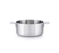 MasterPRO Alessi Bones - Cacerola 24 cm de Acero Inoxidable - Acabado Interior Y Exterior Mate - Cuerpo Recto - Escala Medidora - Asa Lateral Soldada De Fundición Hueca - Apta para Inducción