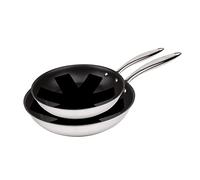 MasterPro Argent 3 | 2 Sartenes Antiadherentes de 20 y 28 cm | Con Triple Capa de Acero Inoxidable y Aluminio Forjado | Con Mango Ergonómico | Sartén Acero Inoxidable | Para Todo Tipo de Cocinas