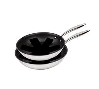MasterPro Argent 3 | 2 Sartenes Antiadherentes de 24 y 28 cm | Con Triple Capa de Acero Inoxidable y Aluminio Forjado | Con Mango Ergonómico | Sartén Acero Inoxidable | Para Todo Tipo de Cocinas
