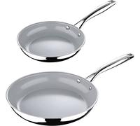MasterPro ARGENT 3, Juego de 2 cacerolas de 20 cm y 26 cm, Acero inoxidable, Revestimiento cerámico ILAG, Asas Cool Touch, Apta para todas las cocinas