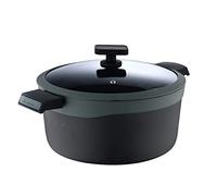 MasterPro Gastro Reeco, Cacerola de 28 cm y 13,5 cm de Altura con Tapa, Indicador de temperatura, Aluminio Fundido Reciclado, Revestimiento Antiadherente, Asas Soft Touch, Olla, Todo Tipo de Cocinas