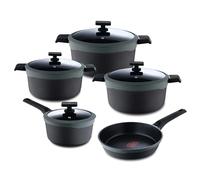 MasterPro Gastro Reeco, Juego de 2 Sartenes de 20 y 24 cm de Diametro, Indicador de Temperatura, Aluminio Fundido Reciclado, Antiadherentes, Mango Soft Touch, Para Todo Tipo de Cocinas
