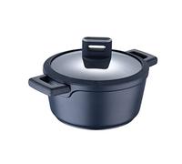 MasterPro Indigo | Cacerola de Cocina de 24 x 12 cm con Tapa | Cazuela Antiadherente de Aluminio Fundido | Revestimiento Antiadherente Xylan Plus | Asas Soft Touch | Todo Tipo de Cocinas