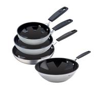 MasterPro Smart | 3 Sartenes Antiadherentes de 20, 24 y 28cm y Wok de 28cm | Aluminio Forjado | Con Mango Ergonómico | Juego de Sartenes | Todo Tipo de Cocinas "
