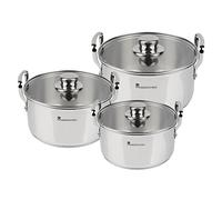 MasterPRO Smart - Batería de Cocina - Set de 6 Piezas Con Tapa de Cristal de 20, 24 y 28cm - Fabricadas en Acero Inoxidable - Cacerolas de Cocina - Compatibles con Todo Tipo de Cocinas