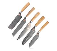 MasterPro Tetsu | Cuchillos de Cocina | Set Completo de 5 Cuchillos Japoneses | Perfecto para Cortar Todo Tipo de Alimentos | Cocina Profesional | Mango de Madera de Olivo