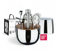 MasterPRO The Drop - Juego de 6 Piezas de Cóctel Acero INOX - Incluye Colador, Abrebotellas, Cuchara Larga, Coctelera, Jigger, Triturador - Elegante y Profesional