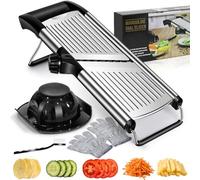 MASTERTOP Mandolina Cocina de Acero Inoxidable, Mandolina Japonesa Manual Profesional con Cuchillas Afiladas para Cortar en Rodajas y Julienne de Diferentes Espesores