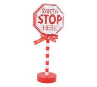 MasYosh Señal de Santa Stop Here con Luz LED Cálida