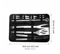 Masyrt Juego de Herramientas para Parrilla de Barbacoa, Accesorios para | Acero Inoxidable 403, Resistente Al óxido, Resistente Al Calor, Apto para Lavavajillas, Kit de 16 Piezas con Bolsa de