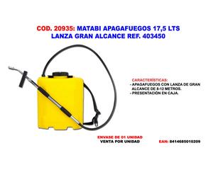 MATABI Apagafuegos 17,5 L con lanza de gran alcance 8-12 m