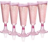 MATANA 24 Elegantes Copas de Champán de Plástico Rosa, 150ml - Flautas de Champagne para Bodas, Cumpleaños y Fiestas - Vasos Resistentes y Reutilizables para Cócteles, Postres