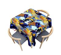 Mateju Mantel Cuadrado, Mantel Antimanchas, Pintura al Óleo Imprimible Mantel Lavable Poliéster Mantel Mesa Cuadrado, para Cocina, Comedor, Fiestas, Picnic (60x60cm,Amarillo Azul)