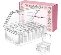 Mathtoxyz Contenedor de cuentas pequeñas (5,5 x 5,5 x 2 cm), 15 caja de almacenamiento de plástico mini contenedor de cuentas transparentes caja transparente
