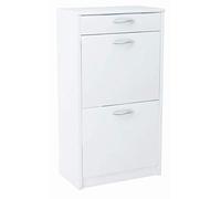 MATKAM Armario Zapatero 2D1S de Aspecto Moderno, Ancho 50 x Alto 92 x Fondo 28 cm, Tablero de Mueble Laminado 16 mm, con Panel Trasero, 2 estantes para Zapatos desplegables (Blanco)