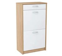 MATKAM Mueble Zapatero 2D1S de Aspecto Moderno, Ancho 50 x Alto 92 x Fondo 28 cm, Tablero de Mueble Laminado 16 mm, con Panel Trasero (Frente de Roble Sonoma en Blanco)
