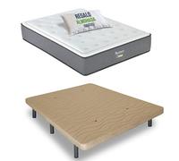 Matnature | Pack Cama Individual con Base Tapizada + Colchón Viscoelástico Nature |Firmeza Superior y Alta Adaptabilidad | Fabricación Sostenible España (Beige, 90x190)