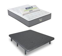 Matnature | Pack Cama Individual con Base Tapizada + Colchón Viscoelástico Nature |Firmeza Superior y Alta Adaptabilidad | Fabricación Sostenible España (Gris, 150x190)