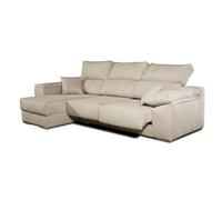 Matris Sofá Chaise Longue Corsa Moderno y Contemporáneo con Asientos Deslizantes y Respaldos Reclinables, Tela Antimanchas Aqualine, Arcón de Almacenaje, Hecho en España, Beige Izquierda