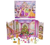 Mattel – Calendario de Adviento Disney Princesas JFG79 – 24 días, 3 muñecas y 16 accesorios