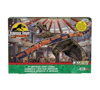 Mattel Jurassic World Calendario de Adviento de Navidad con cuenta atrás de 24 días, sorpresas diarias que incluyen mini dinosaurios, mini figuras de personajes y puertas, HKT45