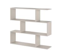 mattfy - Estantería Baja Salón Asimétrica, Libreria, Separador Ambientes, Modelo Dagna, Color Beige, Medidas: 110 cm (Ancho) x 96 cm (Altura) x 25 cm (Fondo)