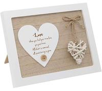 Maturi Placa de pie con un corazón Tejido para Regalo - Amor, Madera de ingeniería, marrón, 20 x 15 x 1.5cm