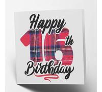 Maturi Tarjeta de felicitación de 16 cumpleaños, diseño de tartán en blanco en el interior