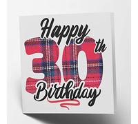 Maturi Tarjeta de felicitación de 30 cumpleaños, diseño de tartán en blanco en el interior