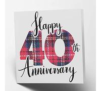 Maturi Tarjeta de felicitación de 40 aniversario de tartán, interior en blanco