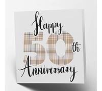 Maturi Tarjeta de felicitación de 50 aniversario de tartán, interior en blanco