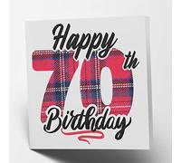 Maturi Tarjeta de felicitación de 70 cumpleaños, diseño de tartán en blanco en el interior