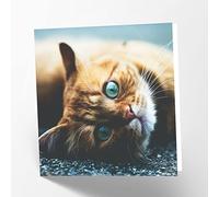 Maturi Tarjeta de felicitación en blanco con imagen de gato jengibre