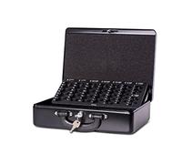 Maul Caja de dinero con inserto de contador, acero, inserto europeo, cerradura de cilindro de seguridad, 300 x 245 x 93 mm, color negro