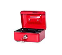MAUL - Caja de monedas de acero on cerradura y portátil, con ranura para monedas, adecuado como hucha, caja fuerte pequeña, cajón de dinero, Rojo, 12,5 x 10,5 x 6,1 cm