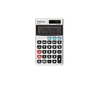 Maul calculadora M112 | Calculadora Basica con Pantalla de 12 dígitos | Calculadora Solar con utilización de la Pila en la Oscuridad | Calculadora pequeña 11,5 x 7 x 1 cm | Plata