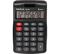 MAUL calculadora MJ 450 | Calculadora Basica con Pantalla de 8 dígitos | Calculadora Solar con utilización de la Pila en la Oscuridad | Calculadora pequeña 11,5 x 7 x 1 cm | Negro
