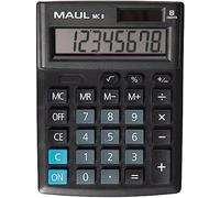 MAUL Calculadora de mesa MC 8 – LCD 8 dígitos, pantalla grande en ángulo, solar y pila, negra