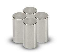 MAUL Imán de neodimio con agarre de varilla, Imán resistente con fuerza extra alta para un uso versátil, Imán fuerte con diseño moderno, 10 x 20 mm, Paquete de 4 unidades, Plata Claro