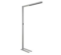 MAUL MAULsirius Lámpara de pie LED, lámpara de escritorio regulable, lámpara de trabajo de alta calidad para oficina, lámpara con marca GS, potente lámpara de pie con 3000, 5700 K, color plateado