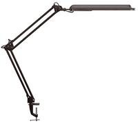 MAUL Lámpara de pinza MAULatlantic LED negra para escritorio | Luz de día para concentración, brazo articulado preciso, fijación estable sin ocupar espacio, cabezal orientable