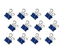 MAUL Pinzas abatibles mauly® azul 12 uds metal oficina 19 mm | hasta 70 hojas, acero elástico firme, uso versátil en escritorio, aptas para colgar, agarre cómodo sin perforar