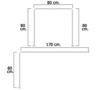 Maurer Barra para cortina de ducha 4042202 - Universal, aluminio, blanco 80 x 80 x 80/80 x 170 cm