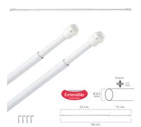 Maurer - barra visillo extensible 23/38 cm. con muelle presion, soport